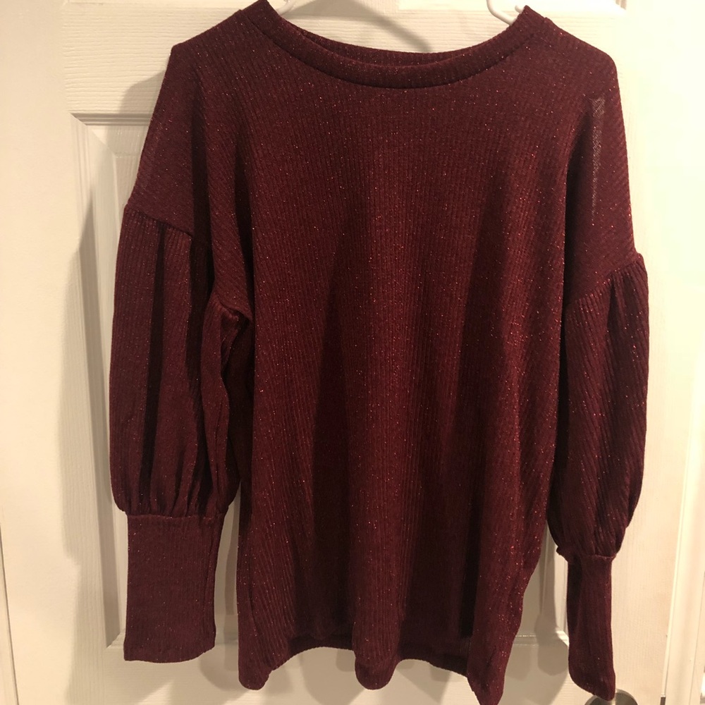 Burgundy Oversized Sweater with bubble sleeves